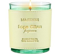 M&SENSE Salvijas citrusaugļu aromāta sveces stiklā, dabīgs aromāts, 283 g (42 h) Ādas sveces, nomierinošs telpu gaiss, dāvanu ideja, dekoratīvs viesistabas aromāts, mājas aromāts, stresa mazināšanai