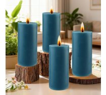 4 Stück Stumpenkerzen, Stumpenkerzen Blau Höhe 10 cm Ø 5 cm, Lange Brenndauer, Kerzen Set Säulenkerzen Kerzen-Deko Tafelkerzen Weihnachts-Kerzen für Haushalt, Feiern und Gastronomie