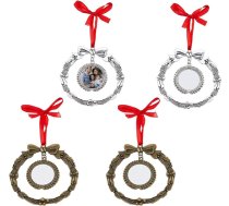 SUPERFINDINGS Komplekts no 4 2 krāsām 2 Ziemassvētku vainags Sublimācijas tukšs kulons Sakausējuma siltuma pārneses sublimācijas Tukšs kulons Tukšs kulons Tukšs auto piekaramais rotājums ar sarkanu lenti