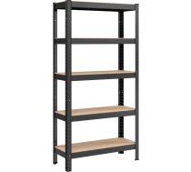 SONGMICS Lieljaudas plauktu plaukti Pagraba plauktu glabāšanas plaukts 30 x 75 x 150 cm Plaukts ar tērauda rāmi Maksimālā slodze 650 kg 5 regulējami plaukti Melns GLR030B21