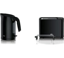 Braun WK 3110 BK tējkanna | Kapacitāte 1,7 l | 3000 W | Ātrā vārīšanās sistēma un tosteris | Dubultā ligzda | Noņemams drupatas atvilktnis | Sasilšanas un atkausēšanas funkcija | 7 grauzdēšanas līmeņi | Melns