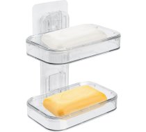 1 iepakojums dubultā slāņa ziepju trauks noņemams dušas organizators pašlīmējošs plastmasas ziepju trauka turētājs ar drenāžu vannas istabai un virtuvei (caurspīdīgs)