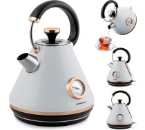 Eleganter Wasserkocher mit Thermometer, 1,7L, Retro-Stil, Grau
