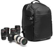 Manfrotto Advanced Fast III profesionāla kameras mugursoma bezspoguļa kamerām ar objektīviem un klēpjdatoram ar maināmiem polsterētiem sadalītājiem, sānu piekļuvi, statīva stiprinājumu, melna