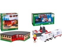 BRIO World 33736 Lielā lokomotīves nojume ar pagrieziena galdu - Aksesuāri Koka dzelzceļš un pasaule 33510 IR Express vilciens - elektriskā lokomotīve ar tālvadības pulti