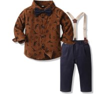 Bērnu zēnu uzvalku komplekts Apģērbu komplekts Krekls ar tauriņu + bikšturi bikses Romper Suit Party Outfit Ziemassvētku apģērbs