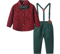 Apģērbs kāzu zēns toddler zēni Ziemassvētku uzvalks garām piedurknēm T-krekls topi bikses bērnu bērni džentlmenis apģērbs jaundzimušo bērnu komplekts