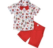 Toddler Boys Ziemassvētku apģērbs Bērnu Santa Deer drukāt īsām piedurknēm Bowtie T krekls sarkani šorti džentlmenis Suit Xmas 2 gab apģērbu komplekts Cute Kids Fall Xmas Clothes Set A-97