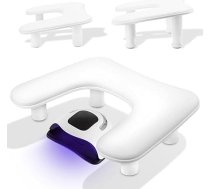 JABNOW roku balsts nagu salons, U-veida roku balsts ar regulējamu augstumu, neslīdošs PU ādas roku spilvens manikīra un nagu dizainam (balts)