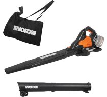 WORX WG583E.9 Bezvadu lapu pūtējs / lapu putekļu sūcējs 40 V (2 x 20 V) - 2 in 1 lapu slaucīšanai un putekļu sūcējam - 35 L savākšanas maiss - bez akumulatora un lādētāja, melns/apelsīnu krāsā