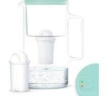 Wessper stikla ūdens filtra krūze 3 l ar manuālo filtra nolietojuma indikatoru | Aquaphor Standard, Brita Classic, Dafi Classic filtru kārtridžu nomaiņa | Komplektā ietilpst ūdens filtra krūze + 1 kārtridžs, piparmētra