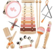 Mūzikas instrumenti Bērni no 3 gadiem Ksilofons Bungu bungu komplekts Bērnu rotaļlieta Mūzikas instrumenti rotaļlieta Meitenes 3 gadi Montessori koka rotaļlieta