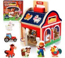 Kizfarm Koka Montessori rotaļlieta bērniem no 1 gada, dzīvnieku formu šķirošanas rotaļlieta, motorisko prasmju kubs, izglītojoša rotaļlieta, Ziemassvētku, dzimšanas dienas dāvanas meitenēm un zēniem
