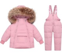 Akcīzes izpārdošana no pārdošanas bērniem zēni meitenes ziemas uz leju mēteļi Snowsuit virsdrēbes 2 gabali apģērbs toddler Hooded jaka sniega slēpošanas bikses bikses apģērbu komplekts 1-6 gadi melns piektdienas piedāvājumi