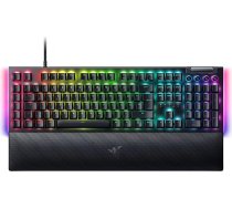 Razer BlackWidow V4 mehāniskā spēļu tastatūra ar Razer Chroma RGB (Razer mehāniskais dzeltens slēdzis, 6 pašu makro taustiņi, dubultā izsaukuma ABS-keycaps), QWERTZ DE izkārtojums, melns