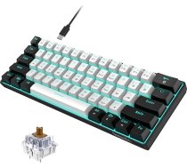 Snpurdiri 60% vadu mehāniskā spēļu tastatūra, 61 Anti-Ghosting taustiņi, zils LED apgaismojums, īpaši kompakts, divi statīvi (brūni slēdži/melni un balti)