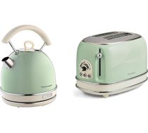 Ariete 2877 Vintage tējkanna, 2000 W, 1,7 litra, bēša/zaļa, nerūsējošais tērauds, 1,7 litra un 155 tosteris ar 2 slotiem, Vintage Vert
