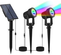 NATPOW Saules prožektors āra dārzam, RGB dārza prožektors Saules IP65 ūdensizturīgs krāsu maiņas dārza apgaismojums Dārza lampa no krēsla līdz rītausmai Saules dārza apgaismojums kokiem terasei (2 in 1)