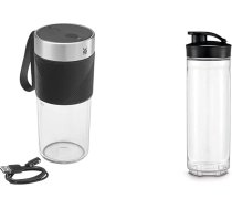 WMF Küchenminis Mix on the Go 300 ml, Mini Mixer to Go, USB Mixer Smoothie Maker & Kult X Mix & Go/Küchenminis dzēriena pudele 600 ml, Smoothie pudele, maisīšanas trauks, Tritan plastmasa