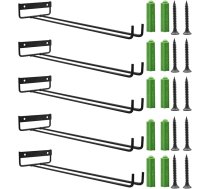 AMZMUKAUP Pack of 5 vīna glāzes turētājs Piekaramais vīna glāzes turētājs plaukts, stikla turētājs Sienas metāla glāzes turētājs Piekaramais stikla turētājs Bāra virtuves stikla uzglabāšanai Mājas restorāns