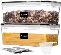 Vtopmart Gaisa necaurlaidīgi pārtikas uzglabāšanas trauki ar vākiem, 2 gab. 3,2 l plastmasas spageti trauku komplekts makaronu pagatavošanai, BPA nesatur, hermētiski noslēgti mājai, virtuvei, pieliekamajam, organizēšanai un uzglabāšanai