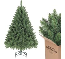 SALCAR 120 cm mākslīgā Ziemassvētku eglīte, reālistiska Ziemassvētku eglīte ar 290 galotnēm, zaļa Nordmann egle ar salokāmo sistēmu, aptuveni 86 cm liela eglītes diametrs