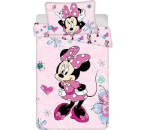 Jerry audumi Minnie Mouse gultas veļas komplekts, Minnie Mouse ziedi, 02 collu bērnu gultas veļa, 100 x 135 cm + 40 x 60 cm, 100% kokvilna