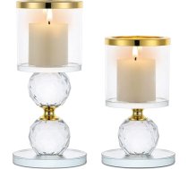 Sziqiqi Crystal sveču turētāju komplekts, 2 sveču turētāju komplekts, stabuļu sveces, stikls, moderns sveču turētājs, tējas gaismas turētājs kāzām, pusdienu galdam, vannas istabai, galda dekorēšanai, dzimšanas dienas svinību dekorēšan