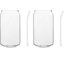 BESTonZON Glāzes ar glāzi un salmiņu, 2 gab., 11. 8 oz (350 ml) skārdenes formas stikla krūzes, alus glāzes, ledus kafijas glāzes viskijam, sodai, tējai, ūdenim