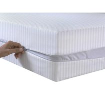 Matrača pārvalks ar satīna svītrām, abpusējs rāvējslēdzējs, pilns pārvalks, aizsargā matraci, matrača pārvalks, 30 cm dziļš matrača pārvalks ar rāvējslēdzēju, balts, vienvietīga gulta