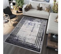 NAAR Abstraktais vintage vintage dizaina paklājs 200 x 300 cm paklāji, ar īsu kaudzi, mīksts paklājs viesistabai, guļamistabai, ēdamistabai, mājas birojam, Oeko-Tex dzīvojamās istabas paklājs, paklāji gaiši pelēks/milgi zils