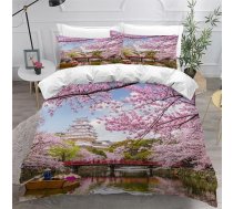RLYXGS Cherry Blossom Gultas veļa 135 x 200 cm 3D Print Japāna sega sedz komplekts zēniem meitenēm pusaudžiem bērnu gultas veļa mikrošķiedras mīksta luksusa gultas veļa istabas dekori 3 gab. + 2 spilvendrānas 80 x 80 cm
