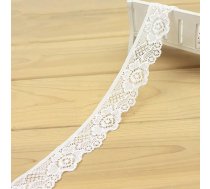 Blausky 3 cm x 10 m mežģīņu lenta Vintage mežģīņu robežas mežģīņu ziedu lenta galda lentes lenta šūšanai kāzu kristību komūnijas galda apdare DIY amatniecības dāvanu lenta, balta