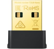 TP-Link Archer T2UB Nano AC600 Nano Wi-Fi Bluetooth 4.2 USB adapteris (2,4GHz 200Mbps, 5GHz 433Mbps, Nano izmērs, atbalsta Win 11/10/8.1/8/7, WPA3 šifrēšanas standarti, Bluetooth 4.2)