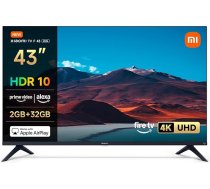 Xiaomi F, 43 collu (109 cm), 4K UHD, Smart TV, Fire TV, trīskāršs uztvērējs DVB-C/S/S2/T/T/T2, HDR10, MEMC, balss vadība ar Alexa, 2GB+32GB, saderīgs ar Apple AirPlay