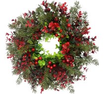 YouXiaor Mākslīgais Ziemassvētku vainags, egļu vainags, Durvju vainags, Ziemassvētku ogu vainags, Ziemas vainags, Dekoratīvais vainags, Adventes vainags, Ziemassvētku ziemas vainags, Iekštelpu, āra rotājumi, 35 cm