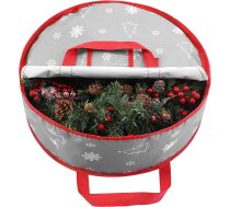 TaoQ C 75 cm Ziemassvētku vainagu glabāšanas soma, vainagu glabāšanas konteiners ar rokturiem un rāvējslēdzēju, vītņu glabāšanas soma vainagam, Ziemassvētku rotājumiem, pelēks