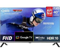 CHIQ 40 collu televizors Smart TV, FHD HDR10, Google TV, trīskāršs DVB-C/T/T2/S/S/S2 uztvērējs, Dolby Audio, DBX-tv, iebūvēts Chromecast, HDMI, USB, bez metāla