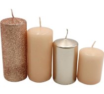 Daudzpakāpju staba sveces, Adventa sveces, Adventa vainaga sveces, Nude / Cappuccino, 4 izmēri, augstums 5-10 cm, diametrs 4 cm, 280 g