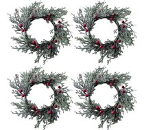 jojofuny 4 Ziemassvētku sveču vainags, sveču gredzens, Ziemassvētku vainags, Adventes vainags ar tējas gaismas turētāju, ziemas vainags, ogu vainags, priežu čiekurs, loku, vītņu vainags Ziemassvētku svinībām
