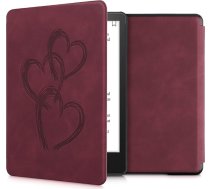 kwmobile Futrālis saderīgs ar Amazon Kindle Paperwhite (11th Gen - 2021) - Mākslīgās ādas vāciņš - Brush Hearts Dark Red