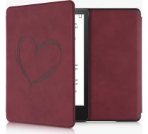 kwmobile Hülle saderīgs ar Amazon Kindle Paperwhite 11. Generation 2021 Hülle - Kunstleder Cover - Herz Brush Dunkelrot