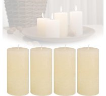 Candelo 4 sveču komplekts Ambiente Rustic Pillar Candle - krēmkrāsas krāsā - liela lauku svece 12 cm - ilgs degšanas laiks aptuveni 54 stundas Ziemassvētku sveces Adventes vainags
