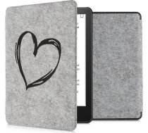 kwmobile Korpuss saderīgs ar Amazon Kindle Paperwhite (11th Gen - 2021) - filca auduma aizsargvāciņš - Heart Brush Black Light Grey