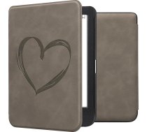 kwmobile Korpuss saderīgs ar Kobo Clara BW/Clara Colour/Tolino Shine (5) / Shine Colour Case - mākslīgās ādas vāciņš - Heart Brush Grey
