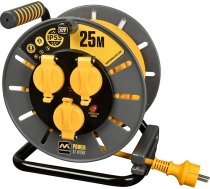 Masterplug Pro-XT 25 m pagarinātāja kabeļa spole IP55 elektriskā 3 Schuko rozetes Long Professional Socket