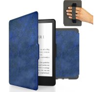 MyGadget mākslīgās ādas futrālis Amazon Kindle Paperwhite 7. paaudzes (līdz 2017. gadam 6 collas) ar siksniņu un automātiskās miega/modināšanas funkciju tumši zilā krāsā