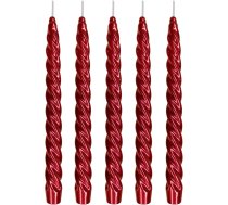 Ebersbacher Kerzenfabrik GmbH Renaissance Taper Candles Twisted Varnished Wine Red Iepakojumā 5 gab., izmērs aptuveni 22 x 250 mm, atsevišķi folijā