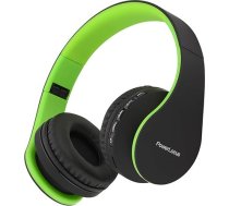 PowerLocus Bluetooth austiņas uz ausīm, bezvadu austiņas, HiFi Stereo, salokāmas austiņas ar mikrofonu, mīkstiem ausu spilventiņiem, Micro SD/TF, FM radio iPhone/Android/Tablet/Laptop (zaļas)