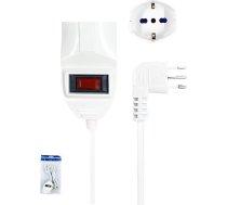 Itāļu kontaktdakša maza 10 amp daudzpakāpju standarta kontaktligzda 2 posmi Schuko 10/16 A maks. 2300 W 250 V balta (10 metri)